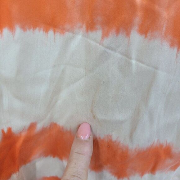 Joie Silk Tank Top Blouse Womens S Orange Tan Tie Dye Stripe Sleeveless Shell - Picture 9 of 10